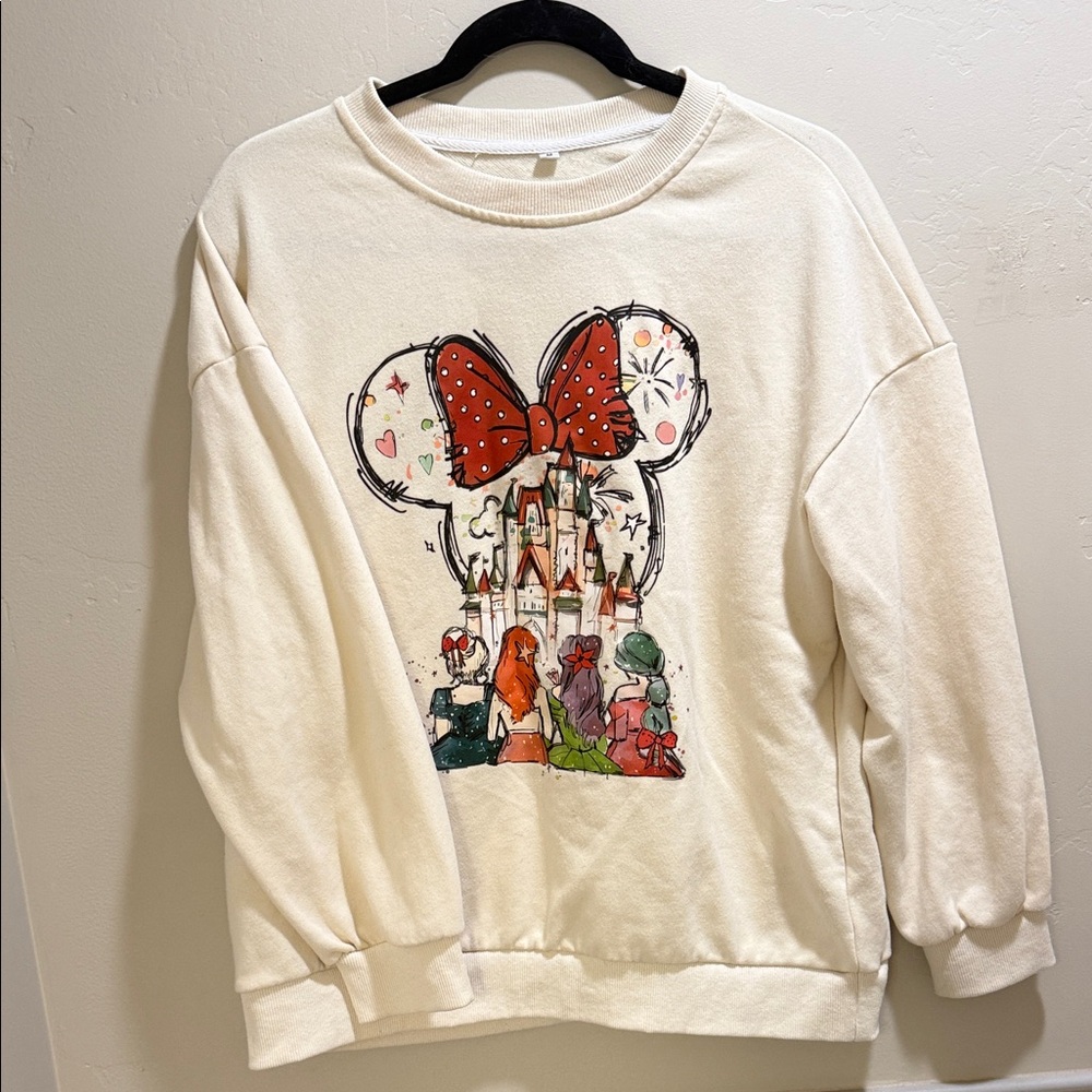Cream Disney Sweatshirt with Castle and Princess Custom Design